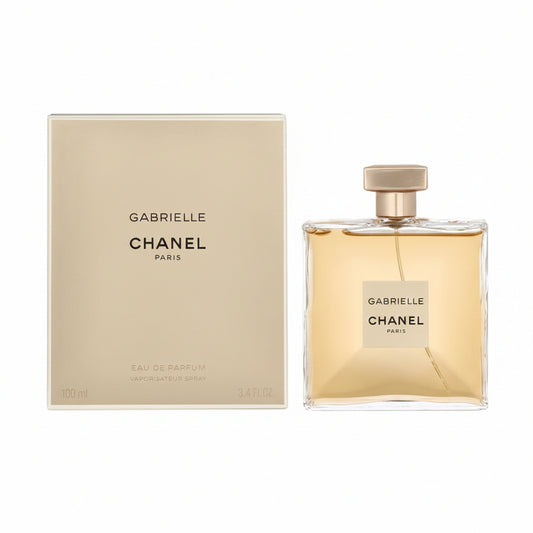 Chanel Gabrielle perfume bottle and packaging on a white background