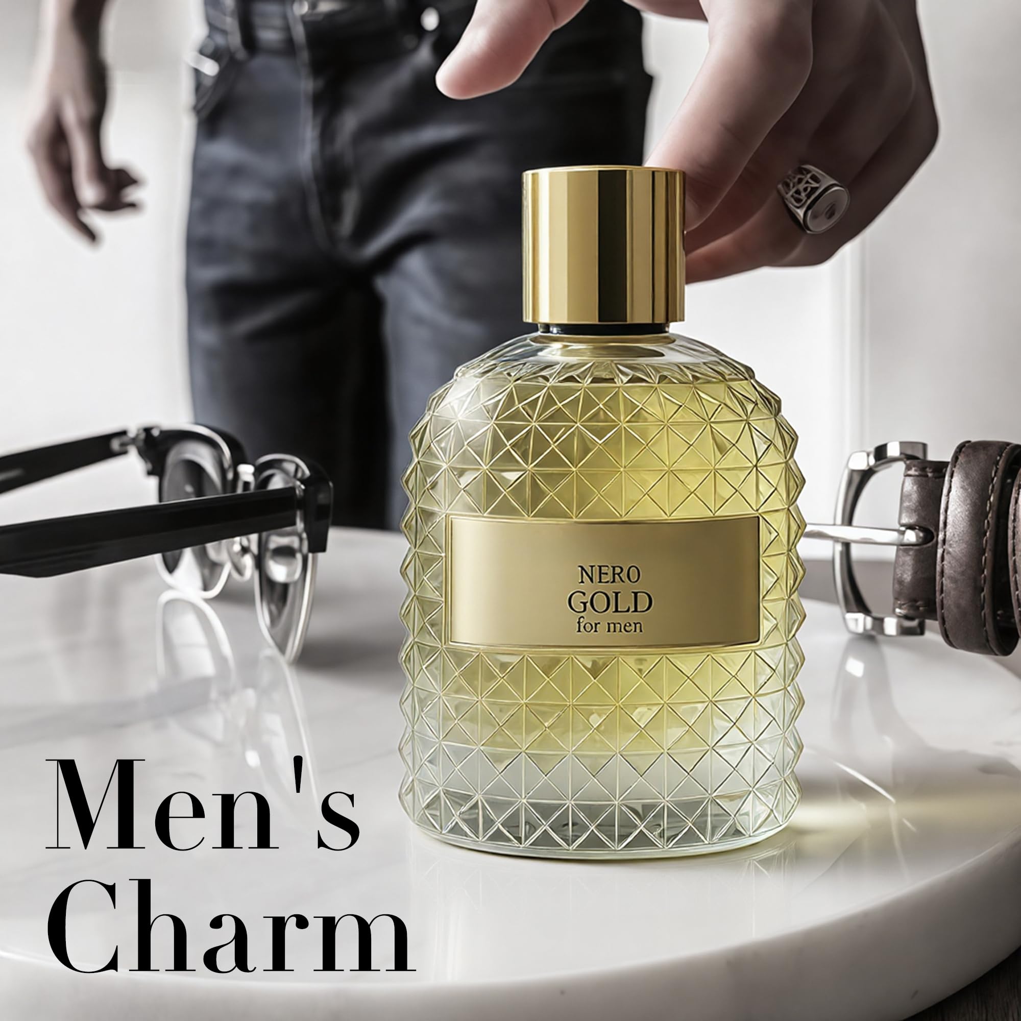 Men’s Eau de Toilette, AFLUXE Valentine Nero Gold, 3.4 oz / 100 ml