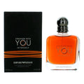 Emporio Armani perfume bottle and packaging with 'Stronger with You Intensely' text on a white background