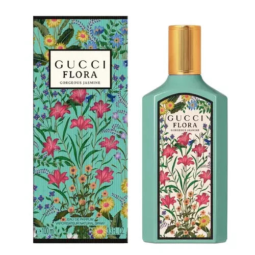 Gucci Flora perfume bottle and packaging with floral design